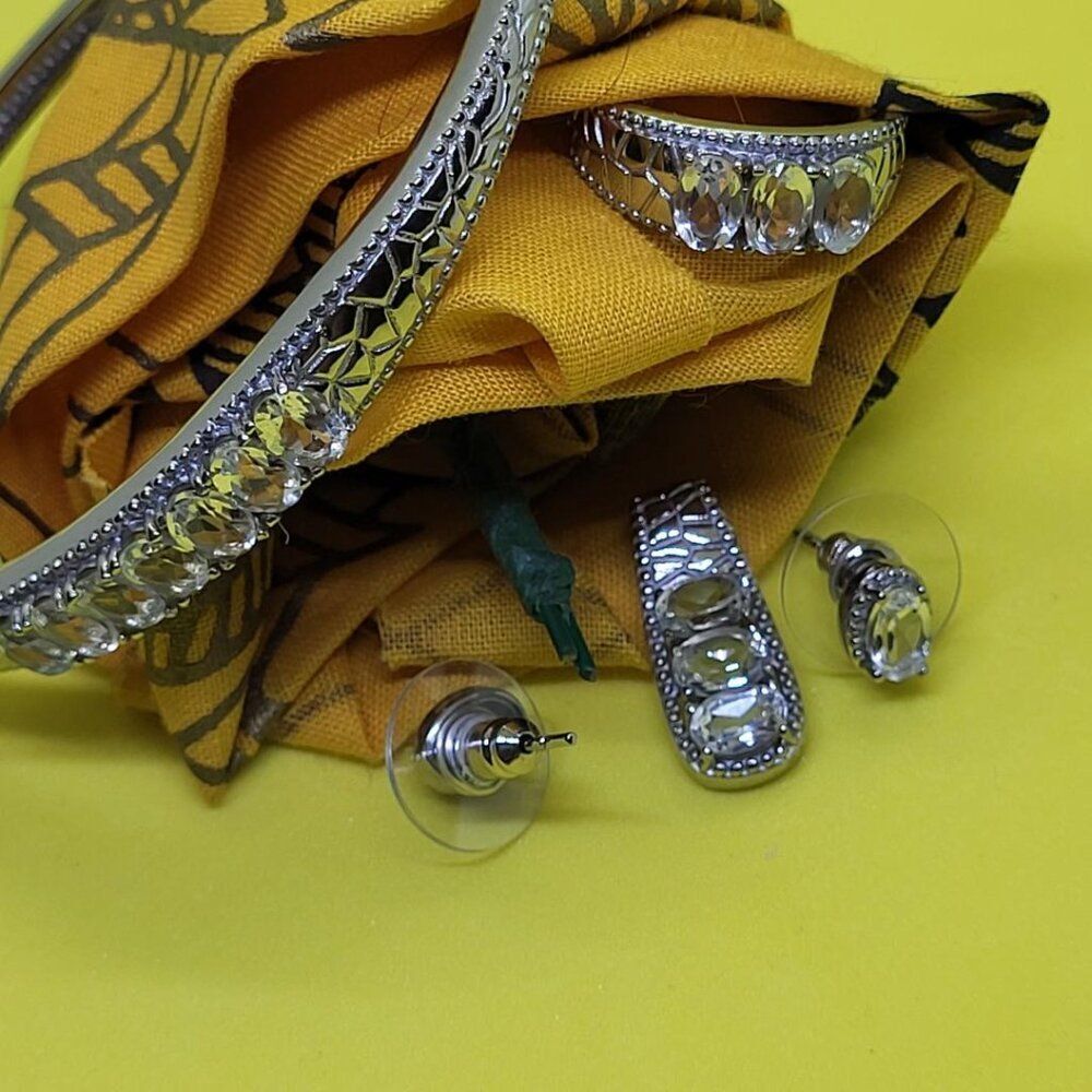 Karis, New, Sleeping Beauty Topaz 1.25ctw, Snake Cuff bracelet & Earrings & Band